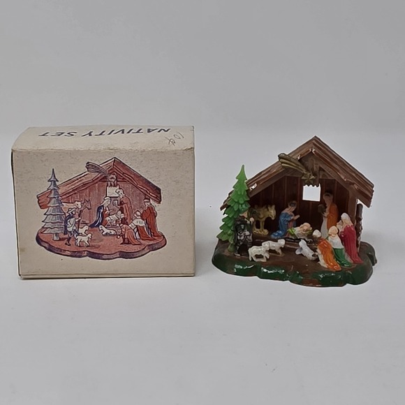 Shiny Brite Other - Vintage Shiny Brite Miniature Plastic Nativity Scene With Original Box